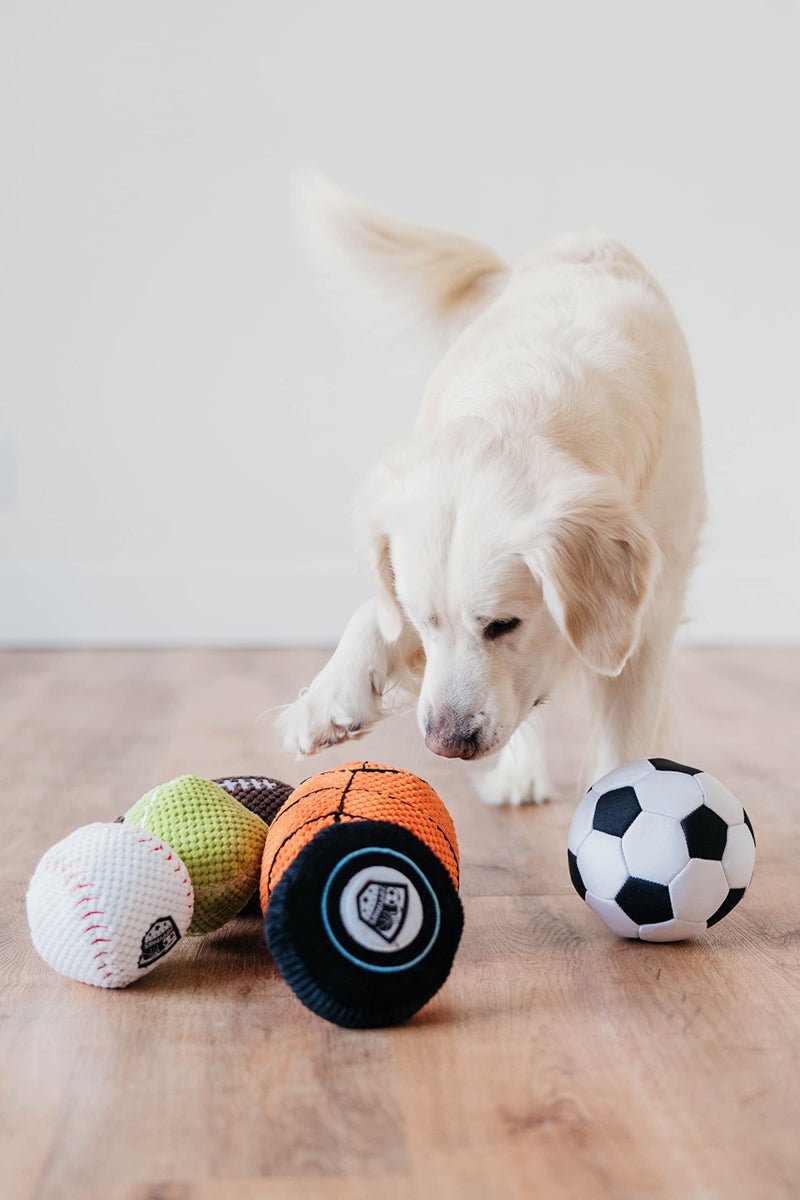 ZippyPaws SportsBallz - Dog Squeaky Toys to Keep Them Busy, Funny Plush for Small, Medium, & Large Dogs, Cute Stuffed Puppy Toy, Pet Products, Gift for All Breeds, Interactive Squeaker - Football - Image 4